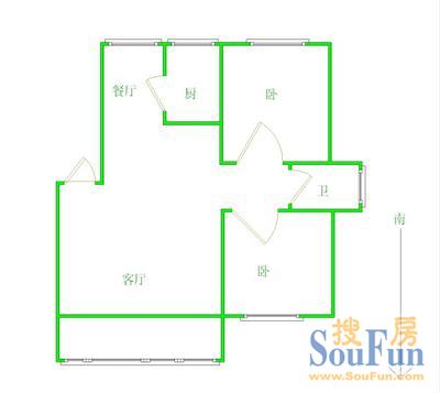 东环新村 户型图 2室2厅1卫1厨 0.00㎡