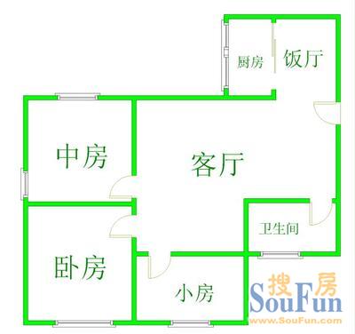 尚雅苑3室2厅 户型图 3室2厅1卫1厨 0.00㎡