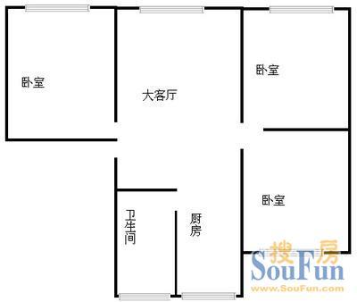 抚琴小区(金牛)户型图&nbsp;3室1厅1卫1厨 0.00㎡