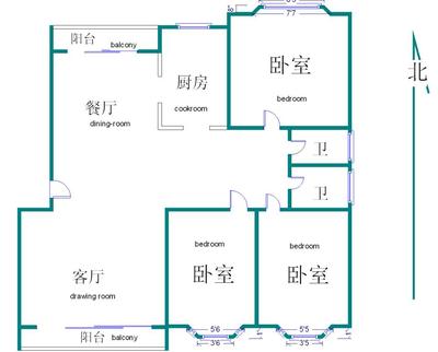 四季绿城上海 四季绿城 户型图 3室2厅2卫1厨 0.00㎡