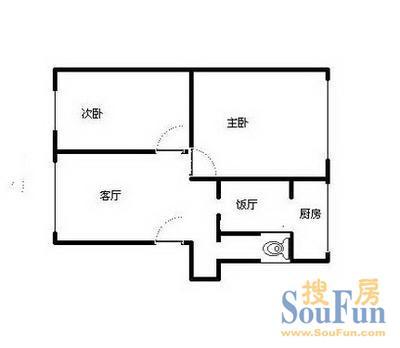 彩虹街61号院户型图&nbsp;2室2厅1卫1厨 0.00㎡