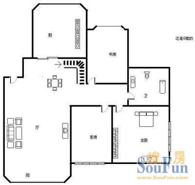 阳光地带户型图 3室1厅1卫1厨 110.00㎡