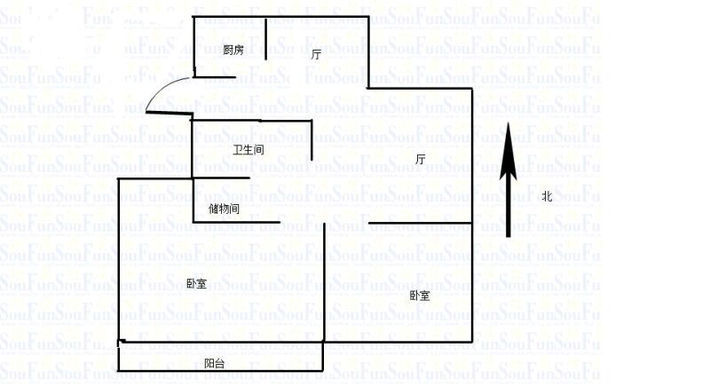 北景园芳洲苑北景园芳洲苑 2室 户型图 2室2厅1卫1厨 89.00㎡