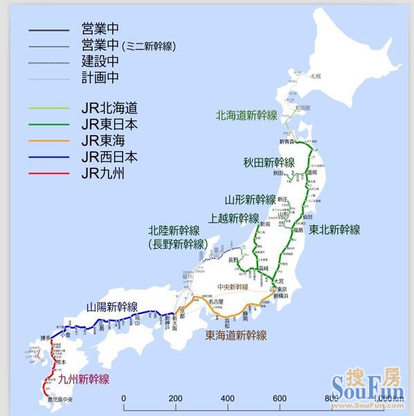 日本高铁路线图