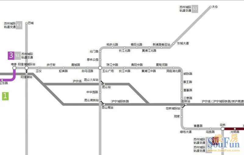 昆山地铁远景规划 含线路走向,站点设置及文字介绍