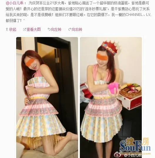 小白儿乖 连体钞票礼服图片