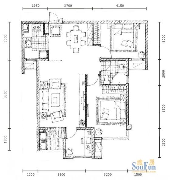 三,南宁联发臻品户型图:87平米两室两厅