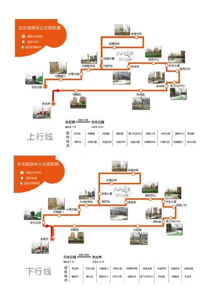生态城内每个居民小区、学校和商业服务网点.发车时间为早7高清图片