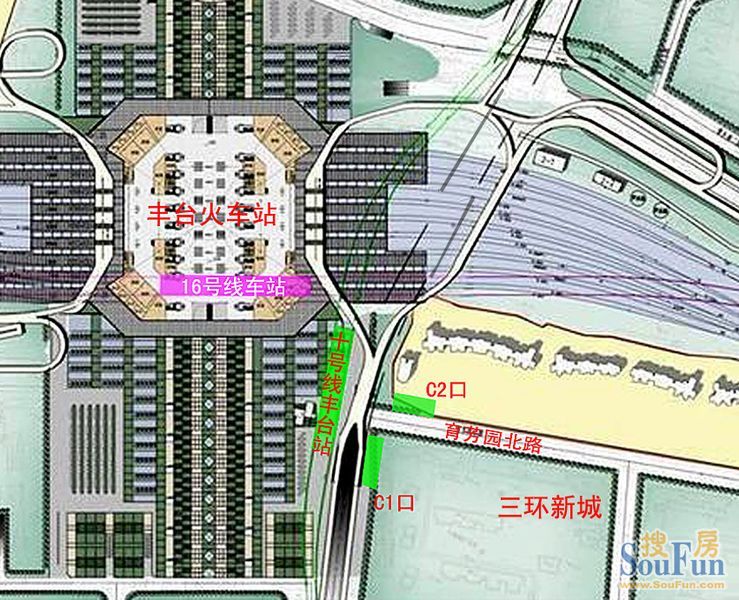 2,丰台火车站规划地面建筑图