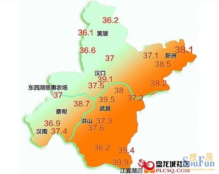 亲,今年夏天你可安好~武汉三镇高温分布图图片