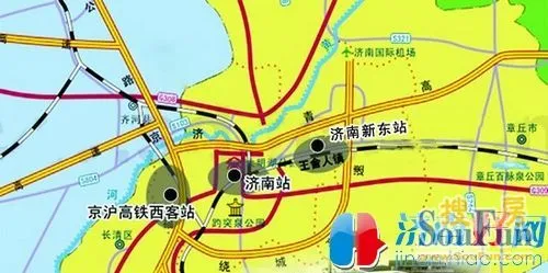 新东站选址于济南市东部城区王舍人片区东北,济青高速公路南部,规划