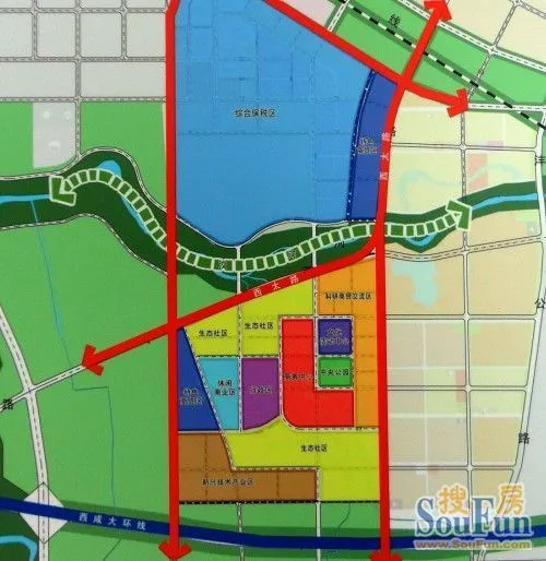 接下来是三星城的规划: 三星城位于西安市西南郊,西安高新技术产业