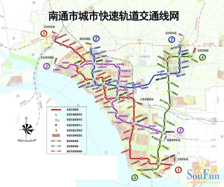 南通市城市快速轨道交通线网图(详细站点)