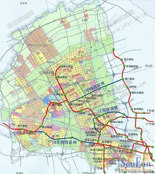 嘉定新城网独家资料:     7号线:规划图显示,7号线将从潘广路站向西