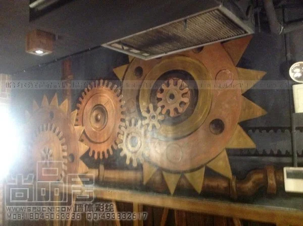 哈尔滨手绘墙画 尚品居作品—烤动力烧烤酒吧墙绘