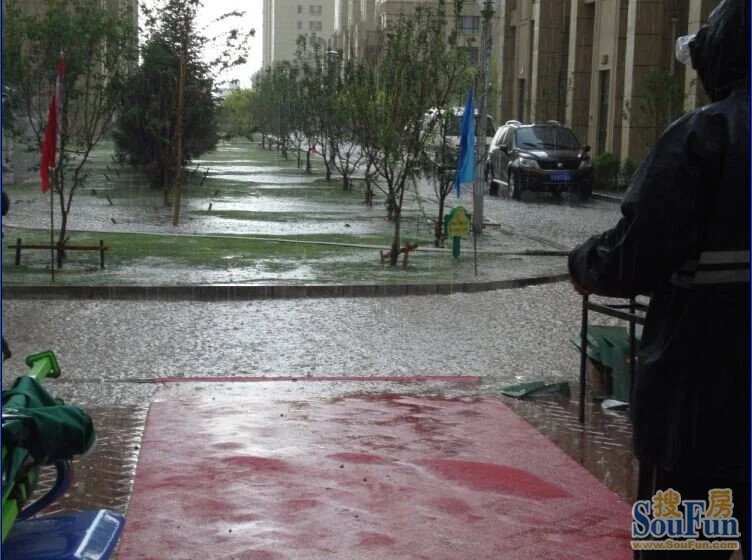 万龙丽水湾真不愧是水湾啊 下雨小区就积水 总这样以后园区里是不可以