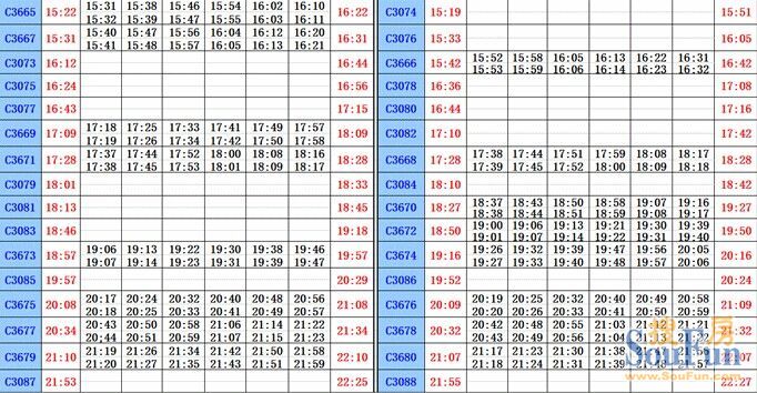 金山铁路时刻表7月1日起最新时刻表!