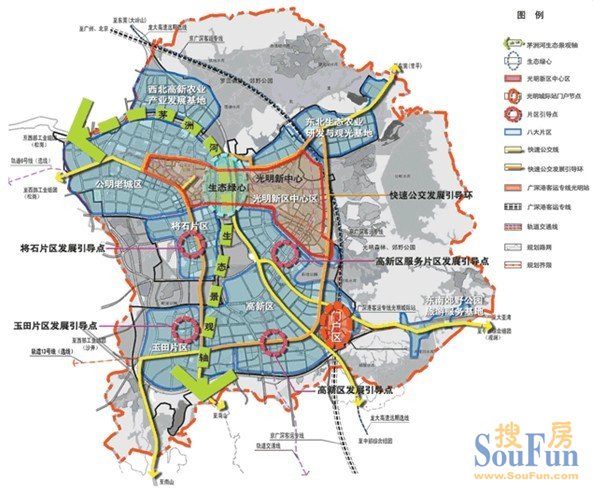 闲聊图说光明新区的规划,交通,发展等