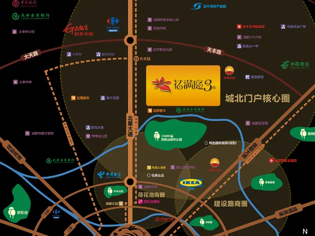 成都蓝光花满庭三期区域交通介绍