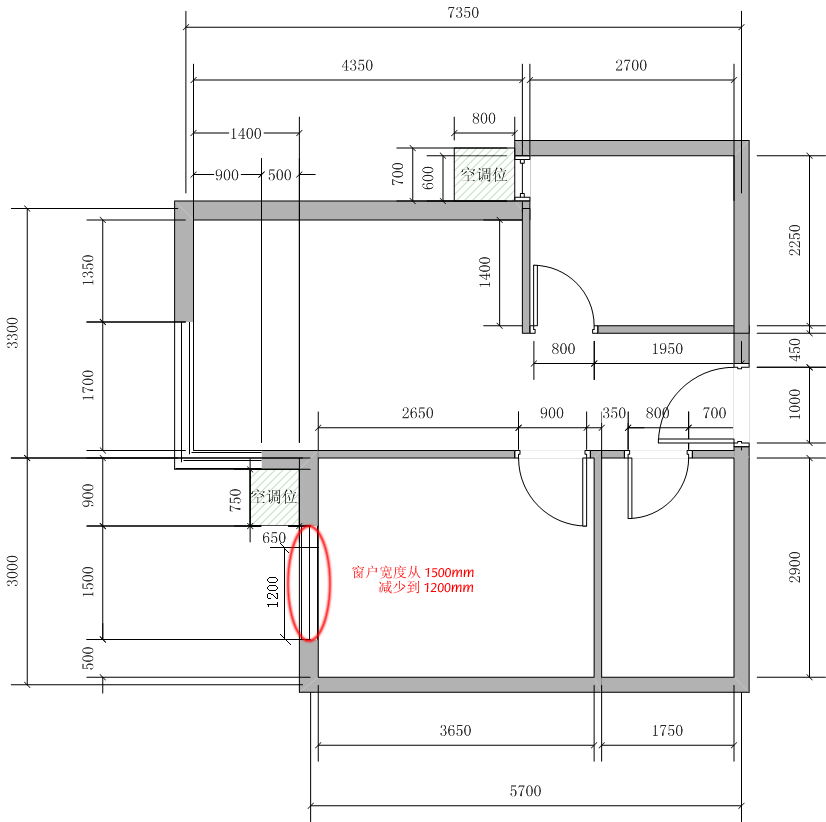 相册:f户型尺寸详图(卧室窗户宽度缩小)