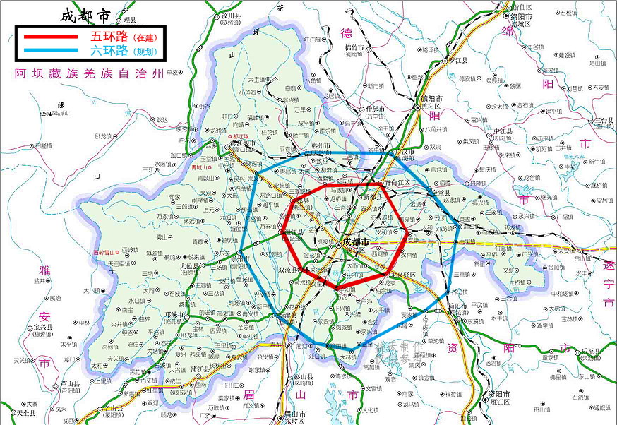 成都五环路在建,六环路规划中