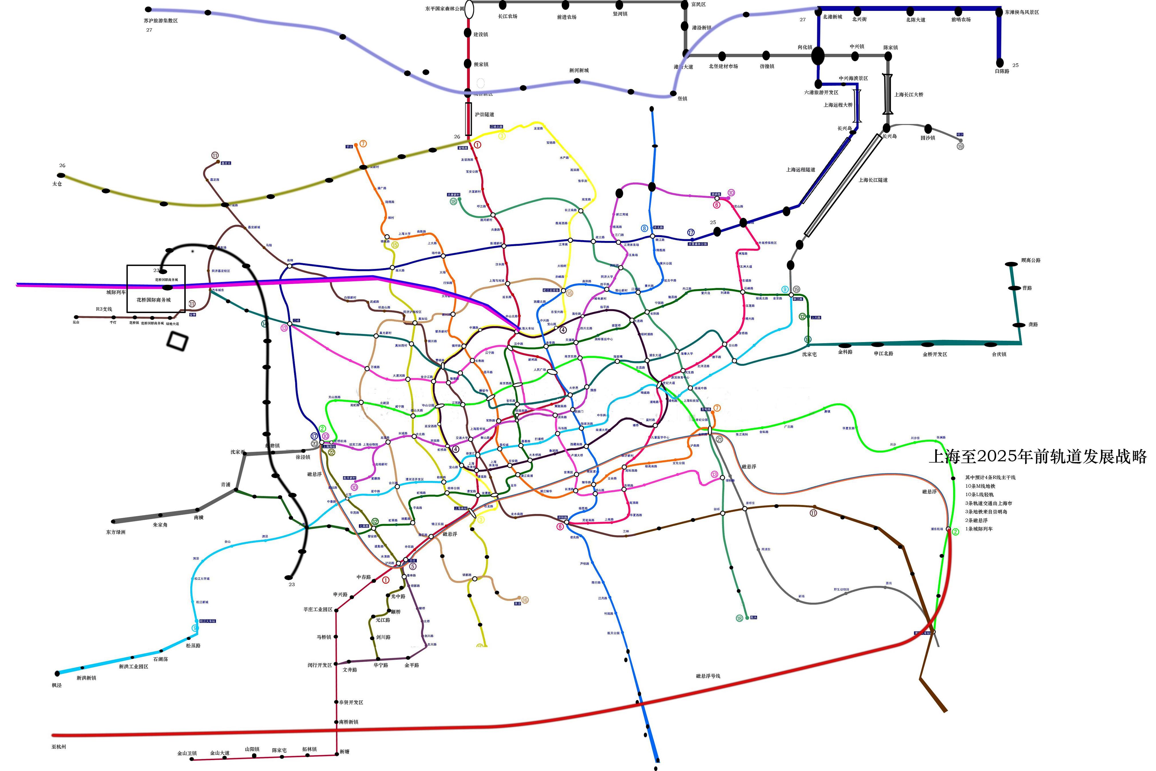 2025年上海轨道交通规划 九亭貌似有3条地铁
