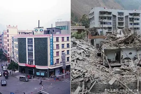 灾区地震前后实景图片对比(组图)