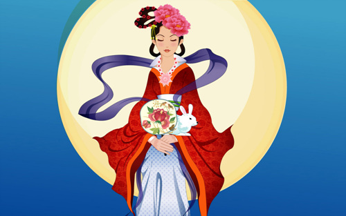 中秋节传统绘画-月下嫦娥-陪你一起看草原-搜房博客