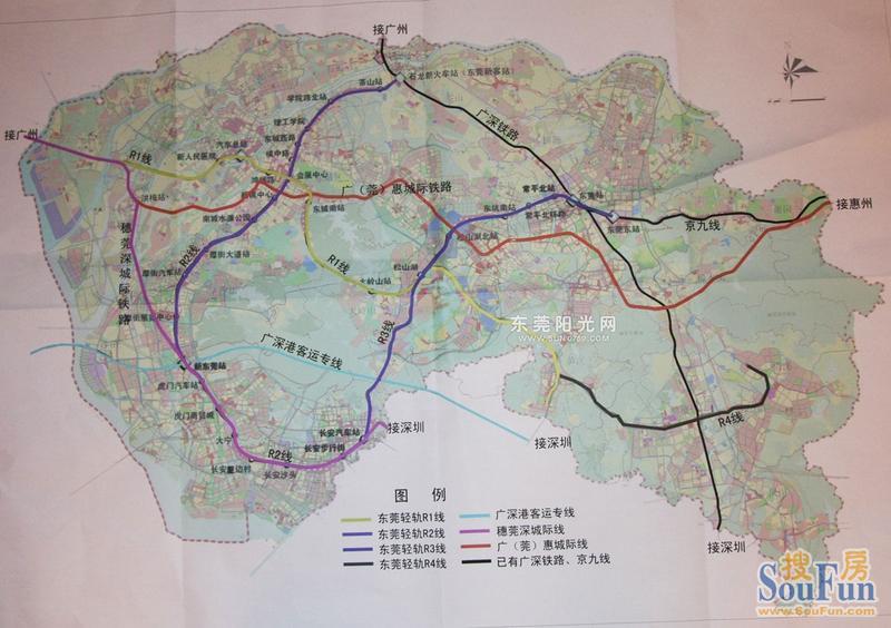 东莞轻轨,广惠(或莞惠)城际铁路线路图