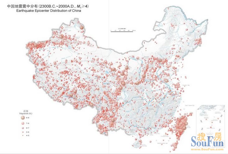 中国地震带分布图,大家来看看上海安全不?