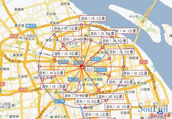 我画了张上海虚拟标准外环线和中环线的上海地图,广大
