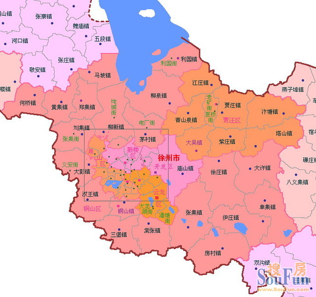 徐州区划后市区分乡镇街道政区图