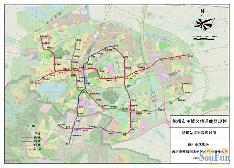 徐州轨道交通四条地铁线路规划图
