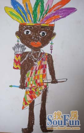 非洲人的服饰和头饰画得有点像是那么一回事