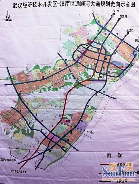 沌口四环线,通顺河大道走向图