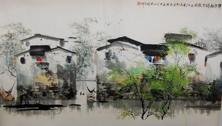 江南水乡水墨画壁纸 江南水乡图片 江南水乡水墨画 高清图片