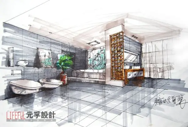 昆山玉山胜境,新中式风格,彩色手绘效果图