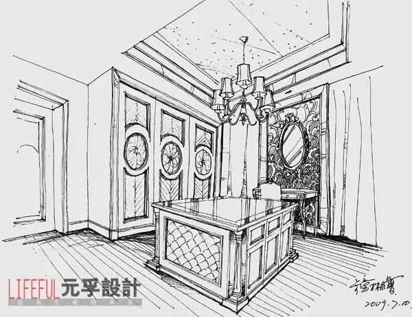 衣帽间手绘效果图