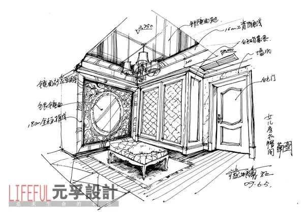 衣帽间手绘效果图