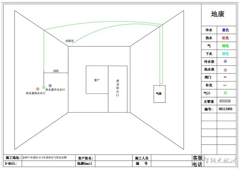 厨房气管和插座走向图